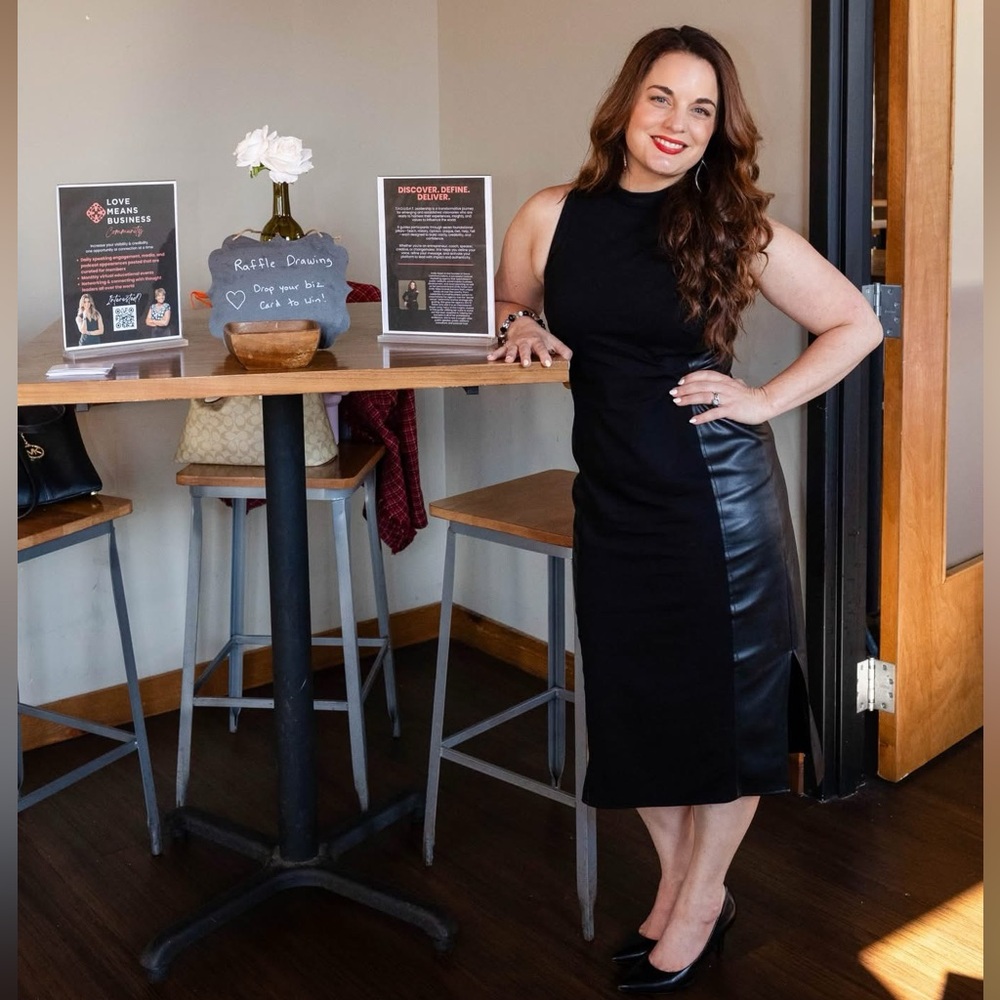 The Limited Black Sheath Midi Dress with Slits & Faux Leather Side Accents